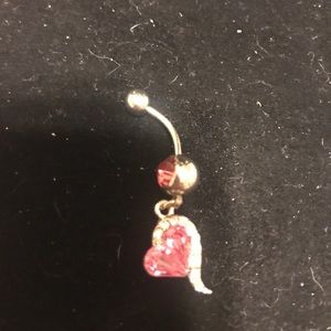 Pink heart belly ring